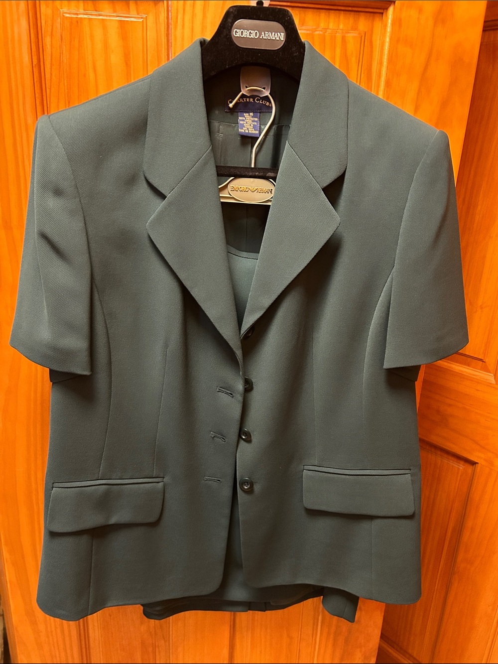 Charter Club Teal Short-Sleeve Tailored Blazer